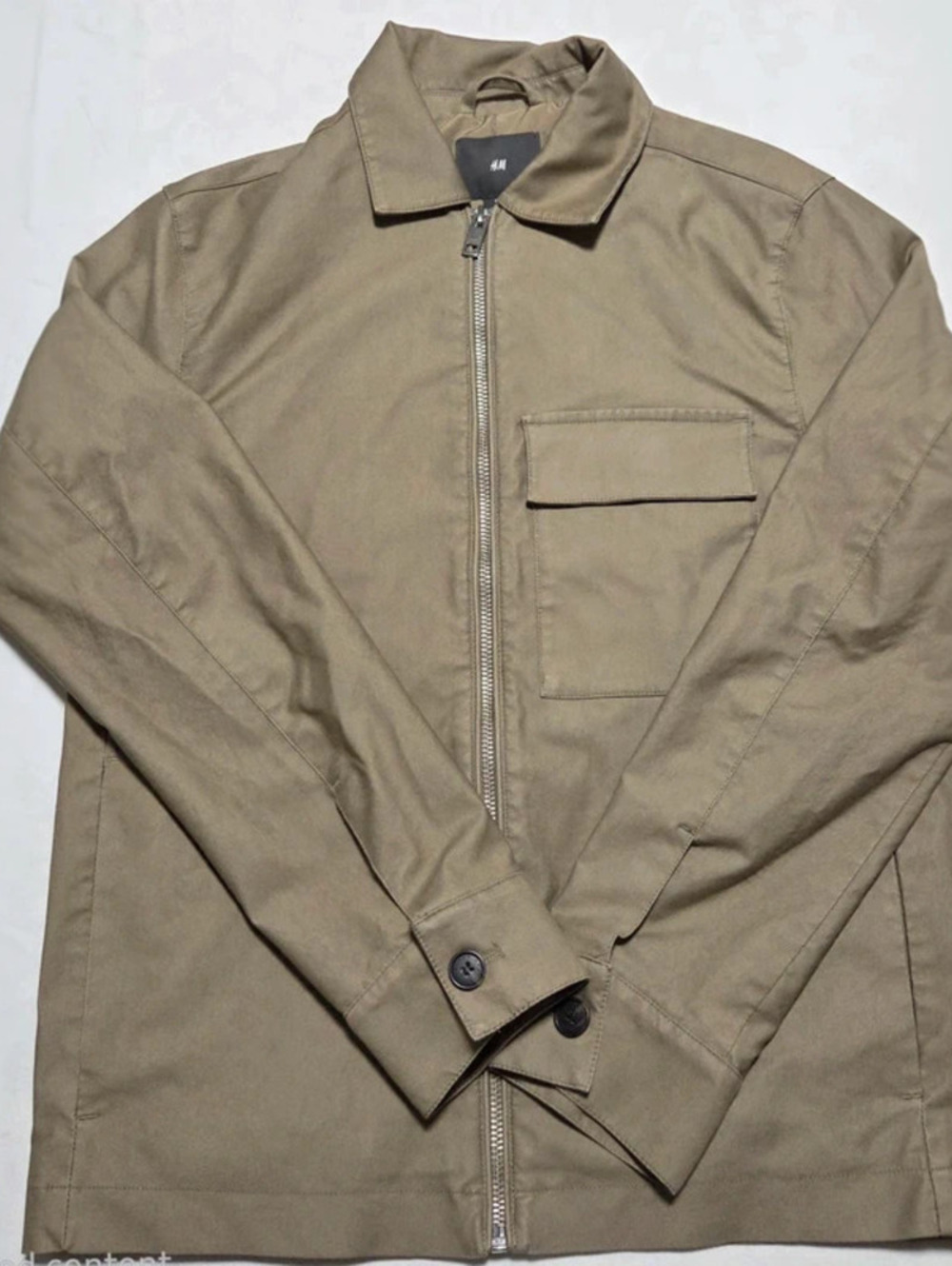 H&M Women's Khaki Tan Utility Jacket – Full Zip with Button Pockets - S